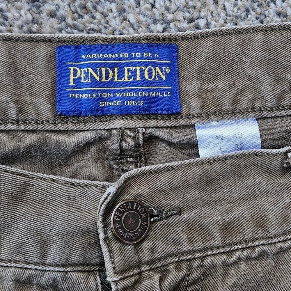 Pendleton Olive Green Khaki Pants Casual Fit 100% Cotton Jeans Mens Size 40x32